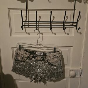 Daytrip Silver Sequin Jean Shorts